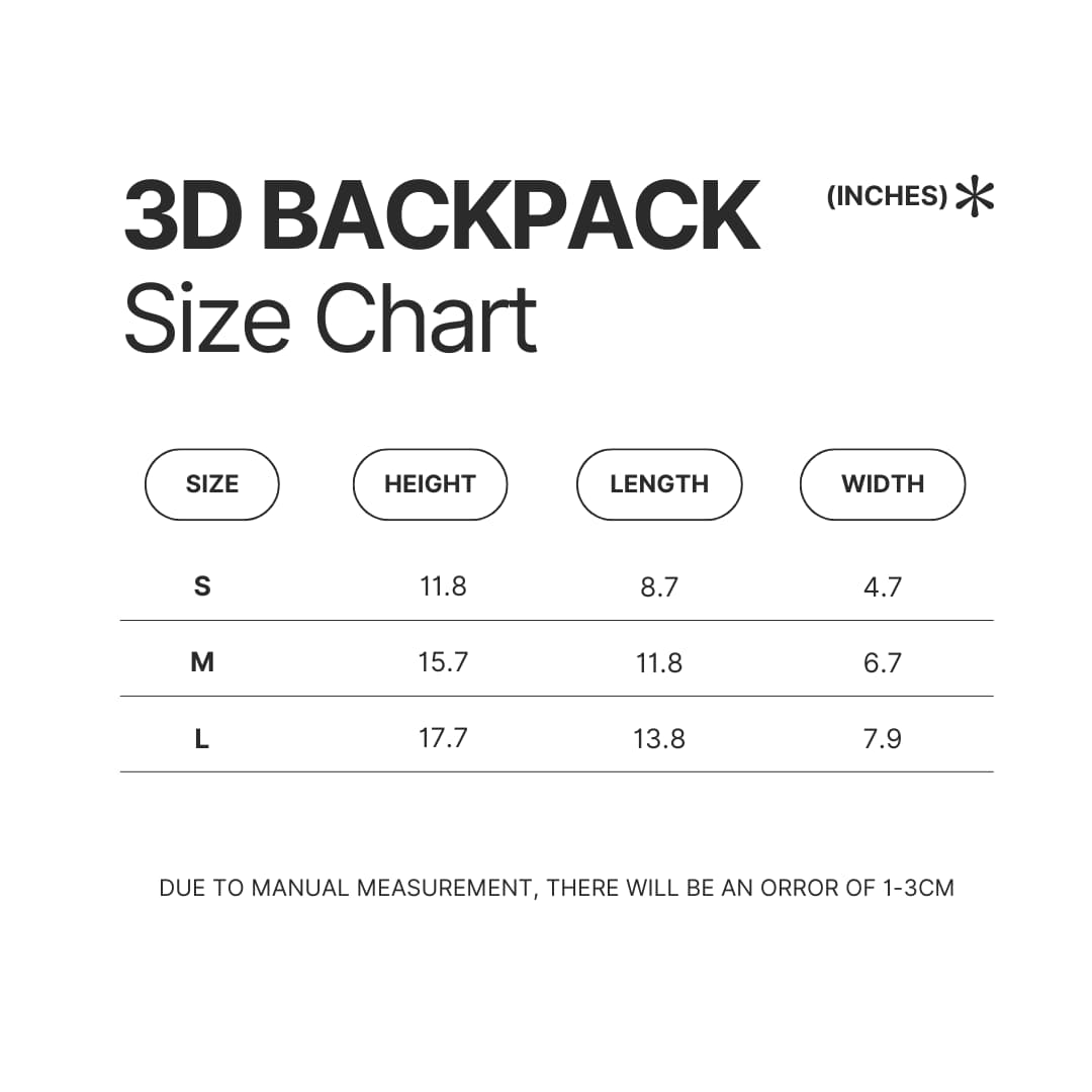 3D Backpack Size Chart - Trisha Paytas Shop