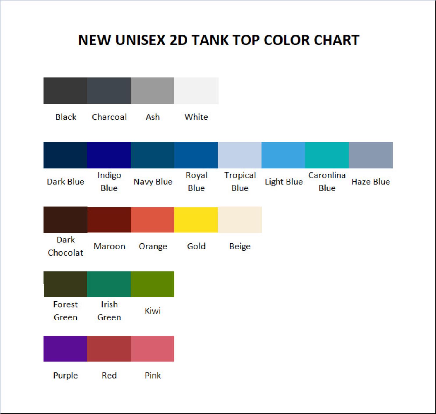 tank top color chart - Trisha Paytas Shop
